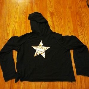 Charcoal hooded sweatshirt with gold star